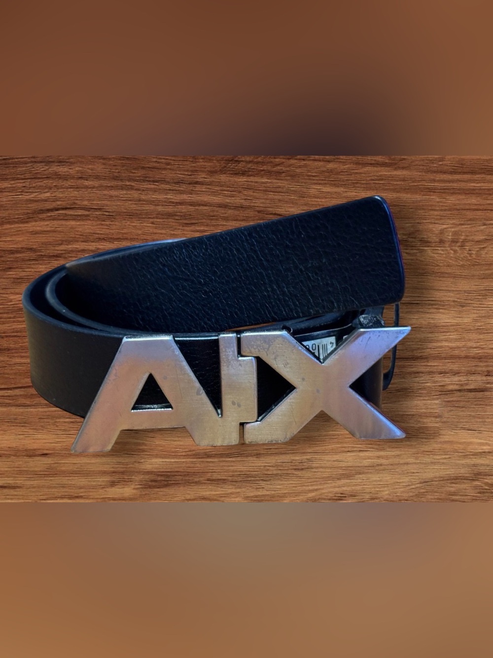 Armani Exchange Plate Buckle Belt 100% leather color Black Mens SZ 32